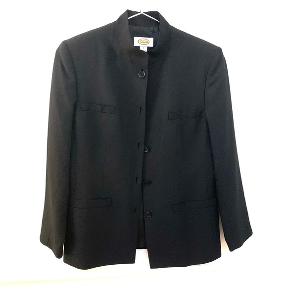 TALBOTS Silk and Cotton Blend Mandarin Collar Jacket Blazer Pockets Line… - Picture 1 of 5